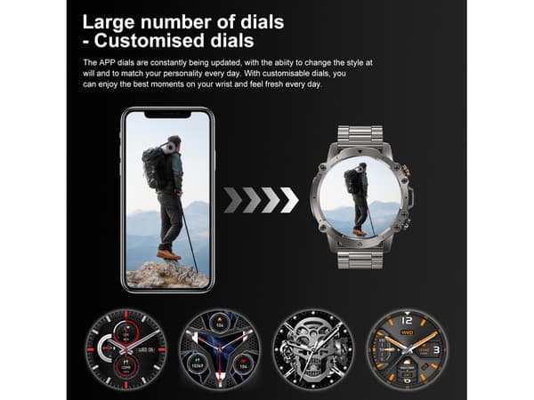 Smartwatch Ak56-Silver Bluetooth Röstsamtal Herr Vattentät Silver