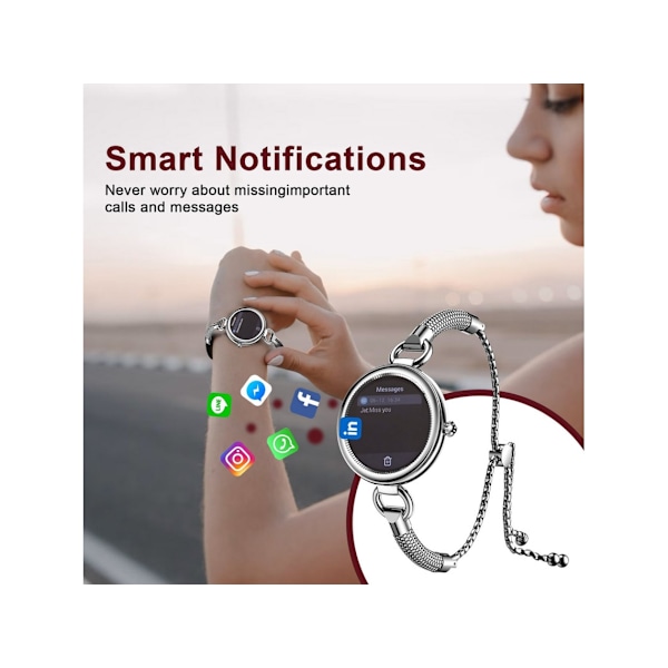 Smartwatch Kristall Diamant Justerbar Ios/Android Silver