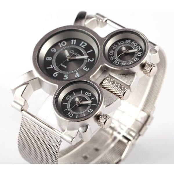 1167 Herrklocka Toppmärke Multifunktion 3-Movt Quartz Stål Armbandsur