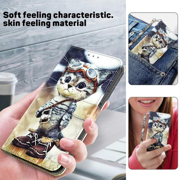3D Mönstertryck Läderplånbok Design Telefonskal för Honor 90