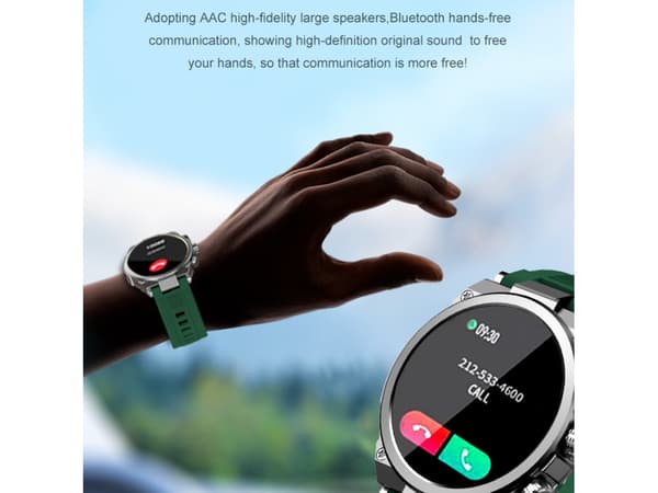 Smartklokke med Bluetooth-samtaler, flere urskiver, multisportsmoduser og blått UI-design