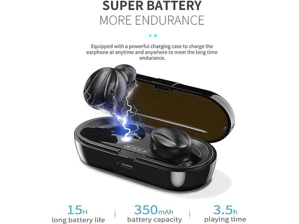 Vattentäta Bluetooth Stereo Hörlurar i Tyg, Svart