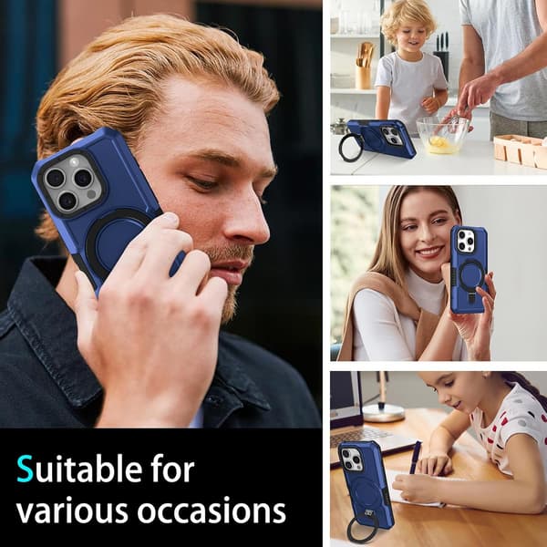 Telefondeksel - iPhone 15 Pro Max - Støtsikker - Innebygd stativ - Blå