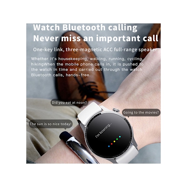 Smartwatch med Blodsocker, Blodsyre, Puls, Temperatur, Hälsoövervakning, Bluetooth-samtal och Flera M