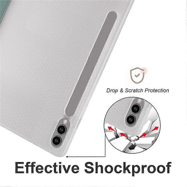 Samsung Galaxy Tab S10+ Tablet Fodral med Pennhållare och Trefaldigt Ställ, PU Läder + TPU, Väcka/Sov Tablet Skydd