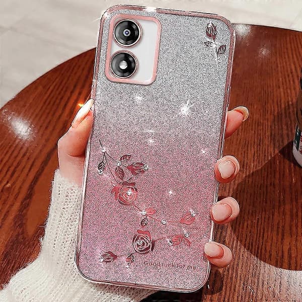 Til Motorola Moto E13 4G Gradient Glitter Blomster Dekoration Telefon Cover