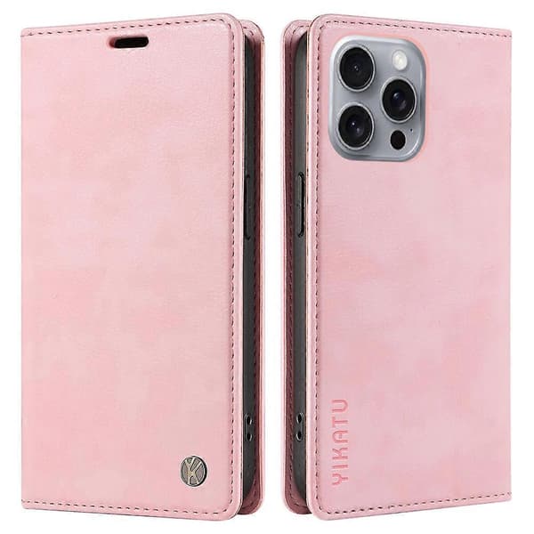 Plånboksfodral i läder med magnetlås för iPhone 16 Pro Max
