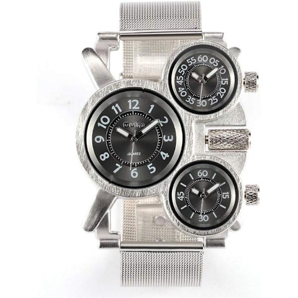 1167 Herrklocka Toppmärke Multifunktion 3-Movt Quartz Stål Armbandsur