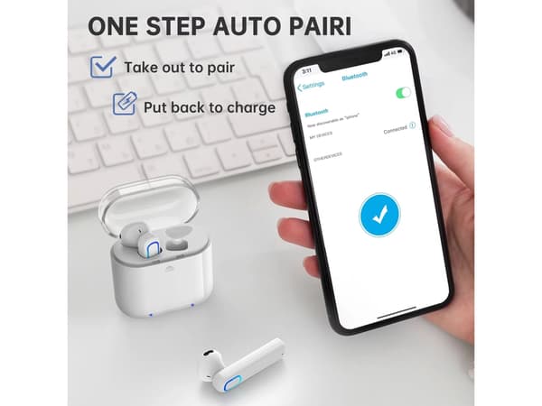 Trådlösa Bluetooth Hörlurar med Brusreducering Vit
