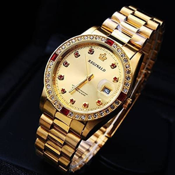 Lyxiga Unisex Klockor Kristall Diamant Rostfritt Stål Klockor Kvarts Kalender Stor Urtavla Armbandsur för Kvinnor Män