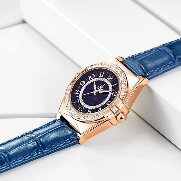 Lyxiga Damklockor Kristall Diamantklockor Eleganta Kvarts Damarmbandsur Vattentät Analog Display