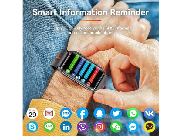 1.57 Tommer Touchscreen Smartwatch Vandtæt Aktivitetsmåler Sort