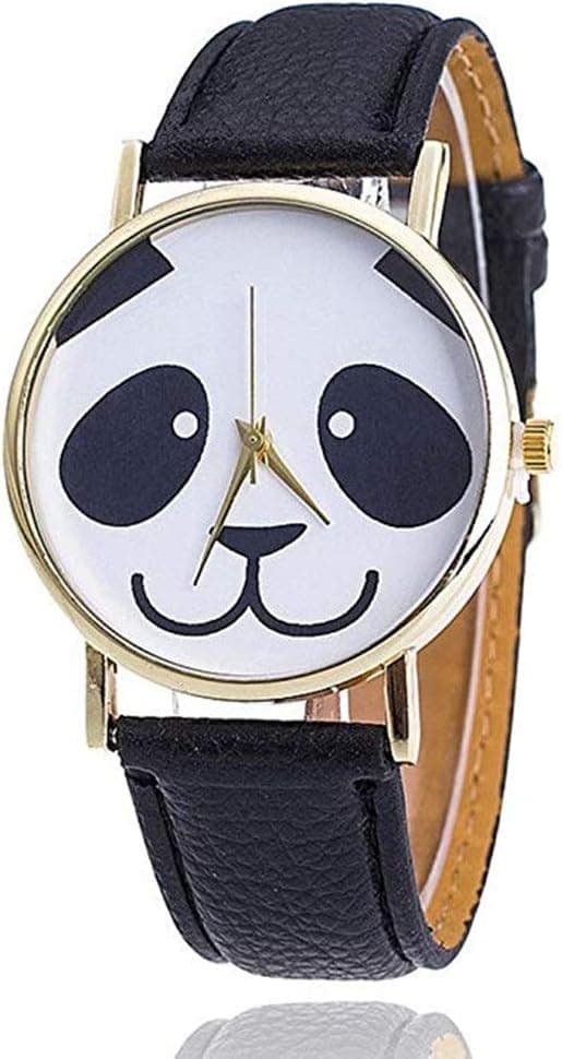 Modeklocka Läderarmband Panda Klockor Damklockor Kvarts Klocka