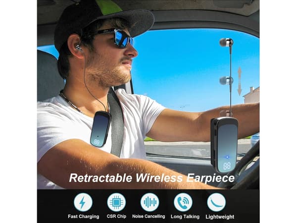 Clip-on Stereo Bluetooth Hörlurar med Brusreducering Blå