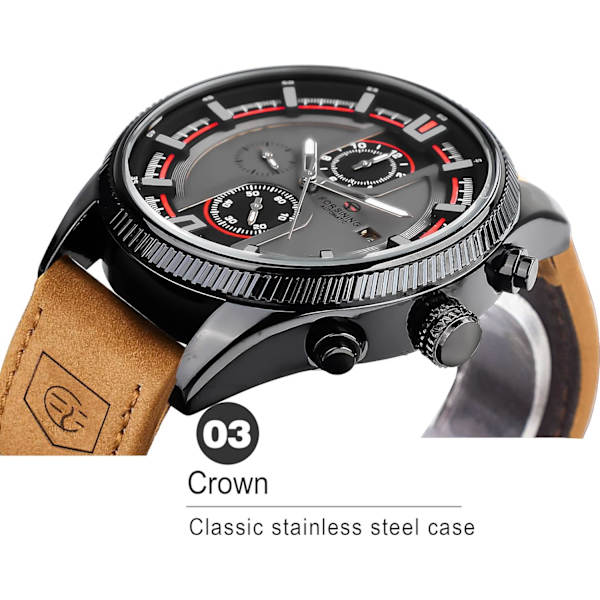 Brun Transparent Sportklocka för Män, Lyxigt Äkta Läderarmband Mode Automatisk Mekanisk Skelettklocka Herrklockor