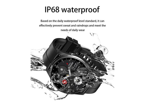 1,45 tommer HD Stor Skærm Smartwatch IP68 Vandtæt Egnet til Iphone og Android Sort