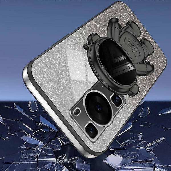 För Huawei P60 Astronaut Ställ Glitter Pulver Mobilskal PC+TPU Fodral