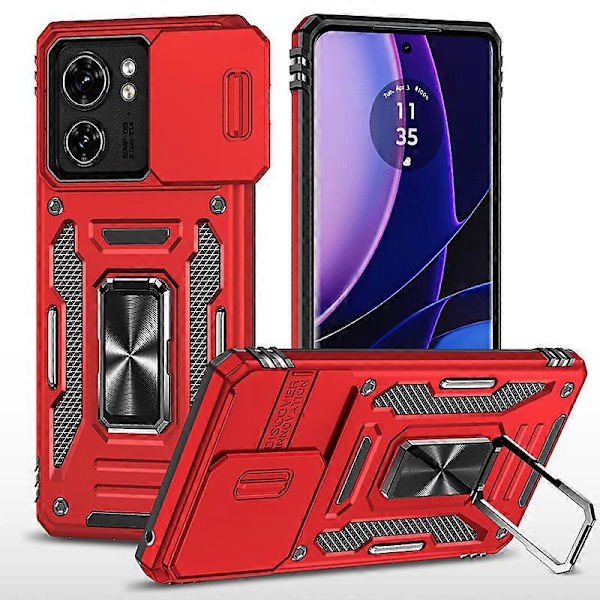 För Motorola Edge 40 5G Stödfodral PC+TPU Telefonskal med Skjutbart Linsskydd