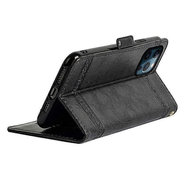 Blommig Läderfodral med Sidospänne och Plånboksfunktion för iPhone 16 Pro Max