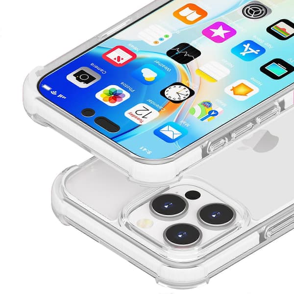 Til iPhone 16 Pro TPU+TPE+PC Gennemsigtigt Telefoncover