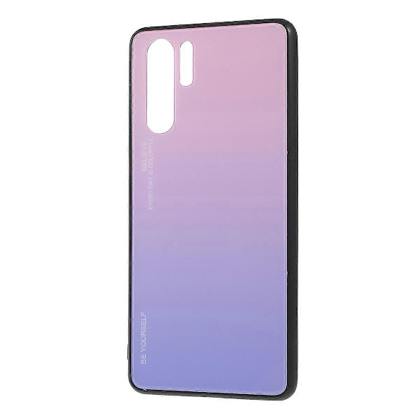 För Huawei P30 Pro Gradient Glas + PC + TPU Hybrid Skal