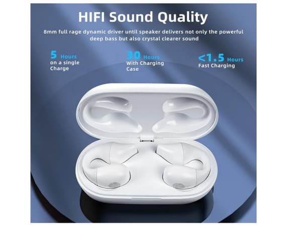 In-Ear Hörlurar Stereo Hifi Conduction Bluetooth Vattentät Vit