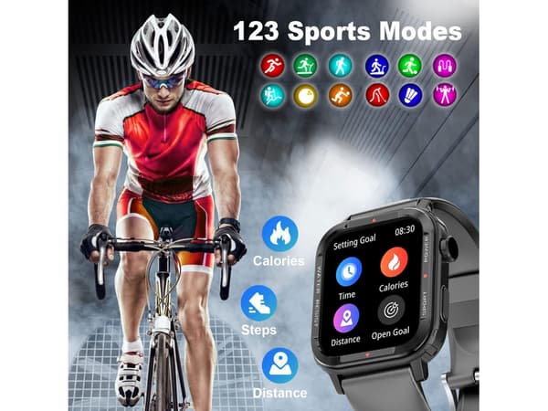 1,85 tums Fitness Tracker Smartklockor Utomhus Sportklocka för Android Iphone