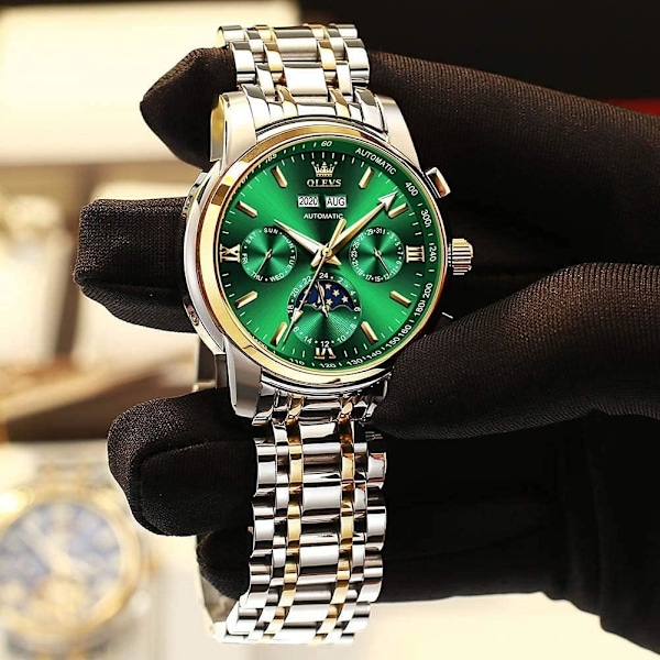 Herrklocka automatisk mekanisk Tourbillon självuppdragande lyx rostfritt stål vattentät lysande datum armbandsur