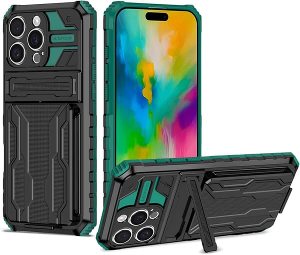 Mobilskal - Google Pixel 9 Pro XL - Stöttåligt - Dold Ställfunktion - Militärgrön Green Google Pixel 9 Pro XL