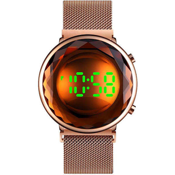 Kreativ Digital Klocka för Kvinnor Rostfritt Stål LED Enkelt Magnetiskt Spänne INS Stilren Armbandsur1640