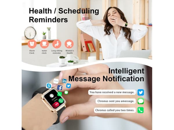 Smartwatch med telefonfunktion Rhinestone 1.57'' Hd Android/Ios Sort