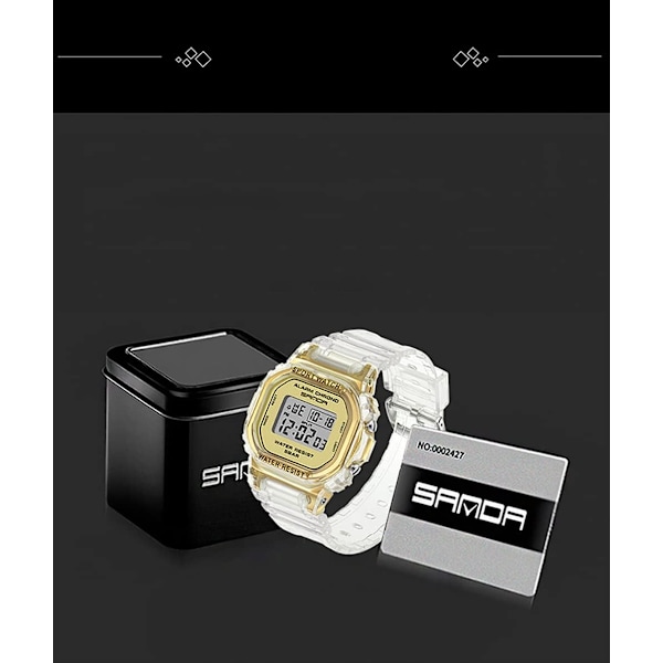 Unisex Klockor Sport Multifunktionell Elektronisk Klocka Datum Vecka Stoppur Transparent Resin Rem Alarm Kvarts Vattentät Casual Armbandsur