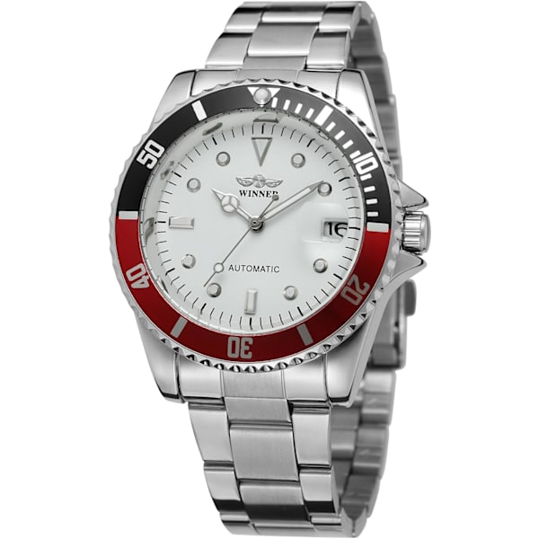 Herrklocka Vintage Automatisk Armbandsur i Rostfritt Stål med Prickar WRG8066M4T3