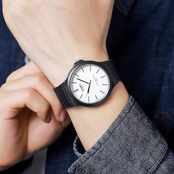 Enkel Herrklocka Kamouflage Personlighet Vattentät Kvarts Klocka Cirkulär Stor urtavla Herrklocka Silikonarmband Klocka