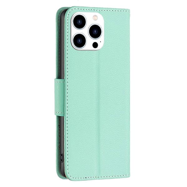 För iPhone 16 Pro Lychee Textur Enfärgat Läder Plånboksfodral Flip Plånboksfodral