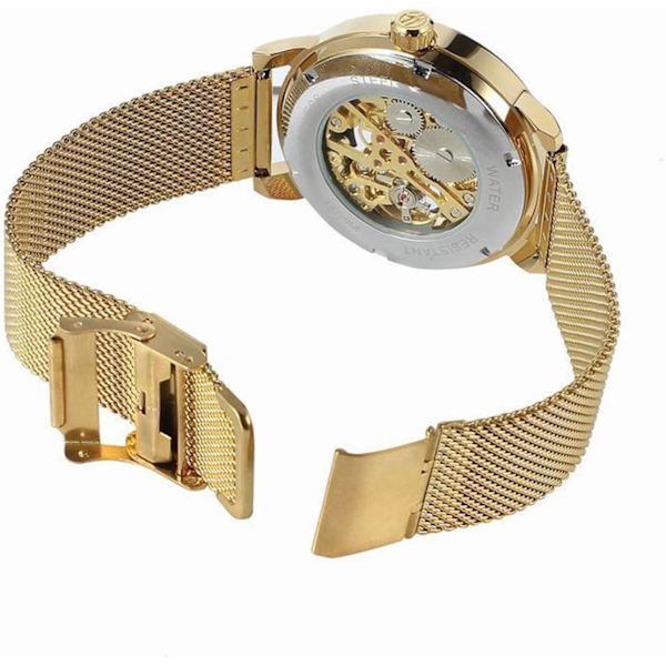 Unik Automatisk Herrklocka Transparent Urtavla Ihålig Skelett Silverfärgad Mesh Armband Klocka … B07CZNYMLY