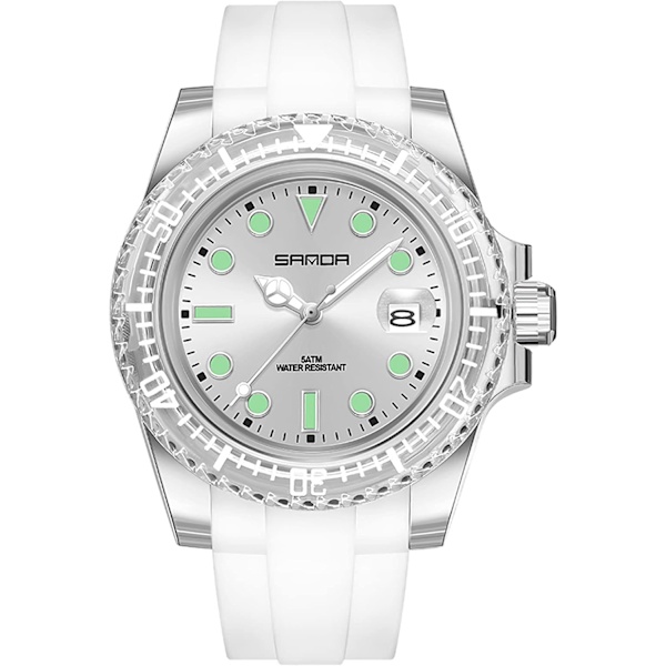 Sportklockor för utomhusbruk Unisex Silikonklocka Casual Roterande Boett Lysande Datum Armbandsur Vattentät Analog Display