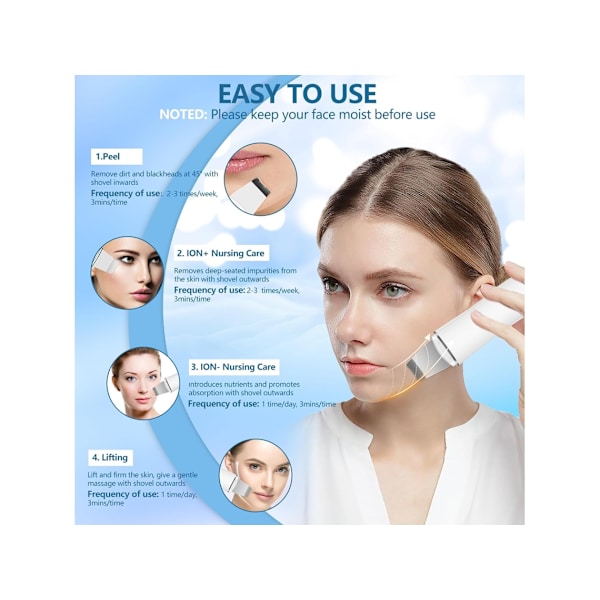 Djuprengörande Hudvårdsverktyg Ultraljuds Blackhead Remover med 4 Lägen USB Uppladdningsbar för Hud Impec YEMAESRE