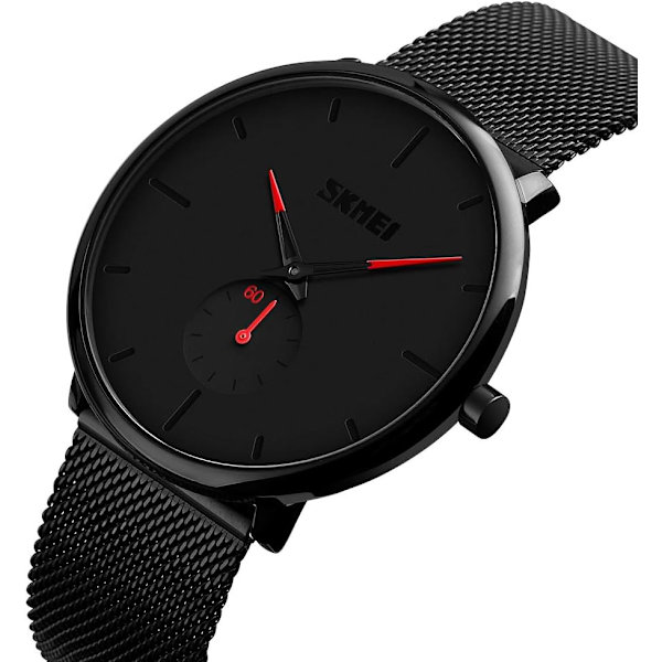 Herrklockor Ultratunna Armbandsur för Män Minimalistisk Vattentät Kvarts Analogt Rostfritt Stål Meshband Klocka