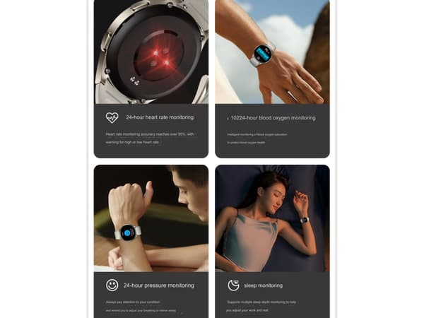 Smartwatch Amoled Bluetooth Opkald Stemmeassistent Multisport Sundhedsovervågning Grå