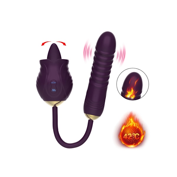 Ros Tunga Slickande Teleskopisk Massage Vibrator för Kvinnor (Lila)