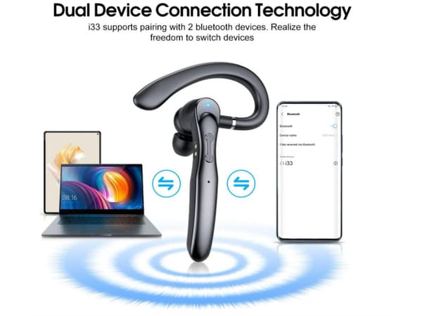 Bluetooth Hörlurar Samtalstimmar Brusreducering Dubbel LED-Display Brusreducerande Svart