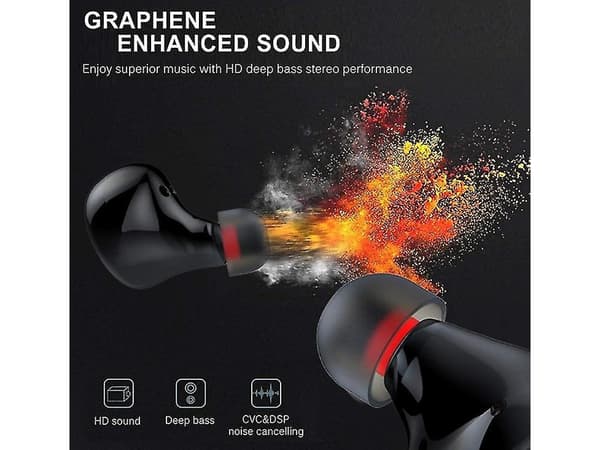 Vattentäta Bluetooth Stereo Djup Bas Hörlurar Svart