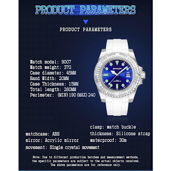 Sportklockor för utomhusbruk Unisex Silikonklocka Casual Roterande Boett Lysande Datum Armbandsur Vattentät Analog Display