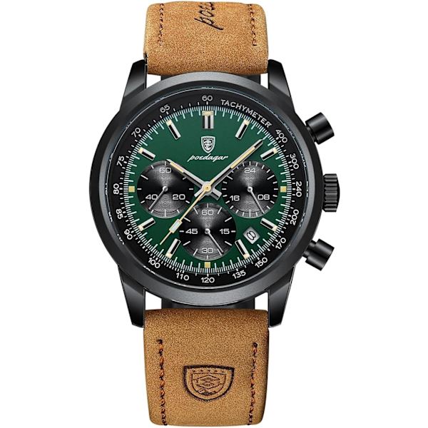 Kronografklockor för män Analog Quartz Lysande Herrklockor Business Sport Casual Herrarmbandsur Datum 30M Vattentät Elegant Gåva för Män