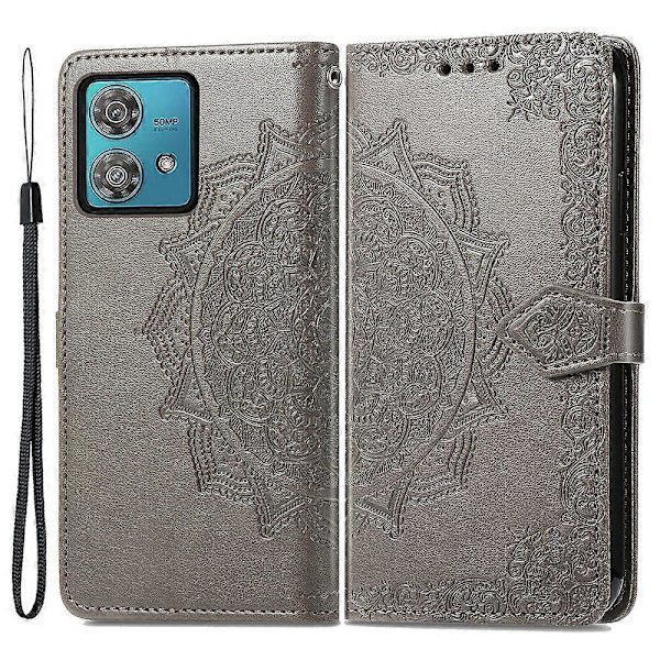 För Motorola Edge 40 Neo 5G Fodral Mandala Präglat PU Läder 3 Kortplatser Telefonfodral