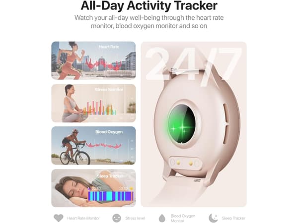 Smartwatch Tgw008 1.8 Touch Screen Fitness Tracker Bluetooth Opkald Android Iphone Sort