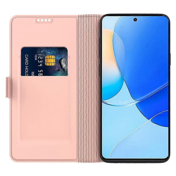 För Huawei nova 12s 4G/ nova 11/ nova 12 Lite 4G Mobilskal Kort Hållare Vikbart Ställ Läderfodral