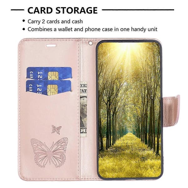 Læderetui til iPhone 16 Pro Max pung med sommerfuglprint