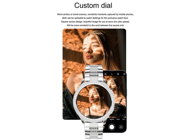 Smartwatch Ak53-Silver Ring/Ta emot samtal Anpassningsbar urtavla Dam Silver